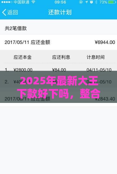 2025年最新大王下款好下吗，整合5个逾期严重负债高能下款的平台