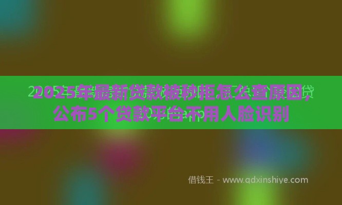 2025年最新贷款被秒拒怎么查原因，公布5个贷款平台不用人脸识别