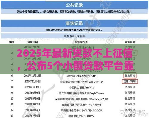2025年最新贷款不上征信，公布5个小额贷款平台靠谱