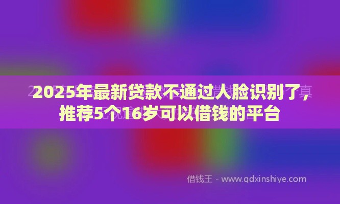 2025年最新贷款不通过人脸识别了，推荐5个16岁可以借钱的平台