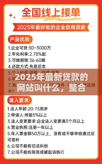 2025年最新贷款的网站叫什么，整合五个贷款申请平台