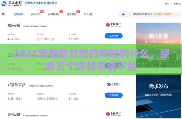 2025年最新贷款的网站叫什么，整合五个贷款申请平台