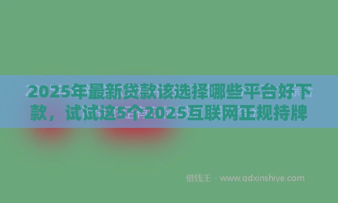 2025年最新贷款该选择哪些平台好下款，试试这5个2025互联网正规持牌贷款平台