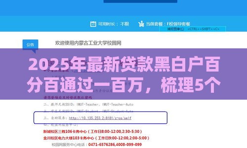 2025年最新贷款黑白户百分百通过一百万，梳理5个网贷平台都很好借钱