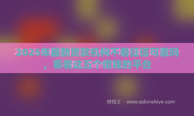 2025年最新贷款机构不看征信可靠吗，看看这五个借钱的平台