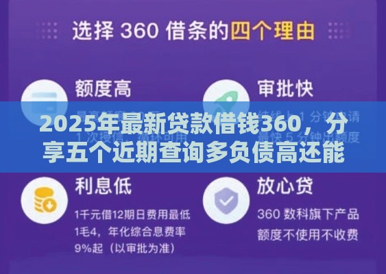 2025年最新贷款借钱360，分享五个近期查询多负债高还能出额度的口子