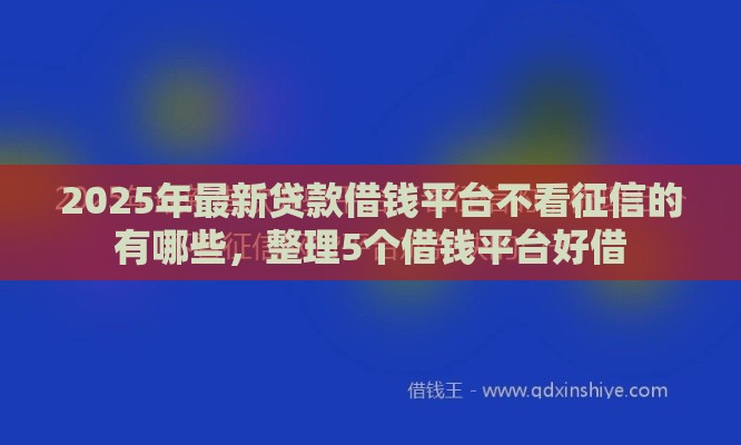 2025年最新贷款借钱平台不看征信的有哪些，整理5个借钱平台好借