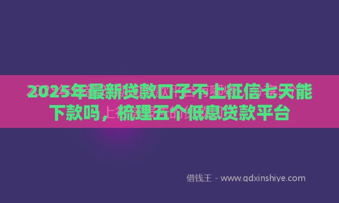 2025年最新贷款口子不上征信七天能下款吗，梳理五个低息贷款平台
