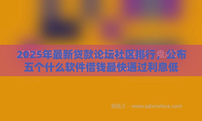 2025年最新贷款论坛社区排行，公布五个什么软件借钱最快通过利息低