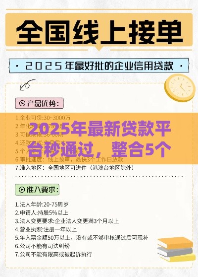 2025年最新贷款平台秒通过,整合5个通过高的借款平台 2025年最新贷款平台秒通过,整合5个通过高的借款平台