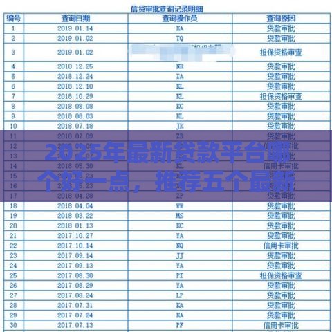 2025年最新贷款平台哪个好一点，推荐五个最新征信花了能下款平台