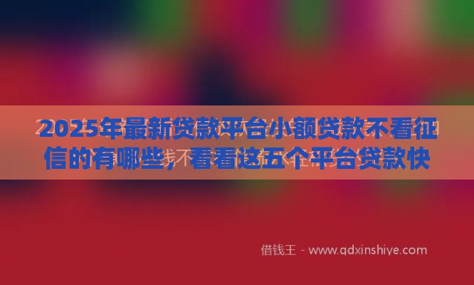 2025年最新贷款平台小额贷款不看征信的有哪些，看看这五个平台贷款快