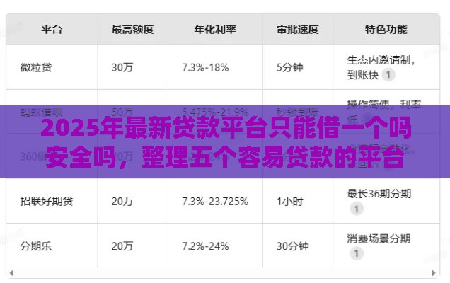 2025年最新贷款平台只能借一个吗安全吗，整理五个容易贷款的平台