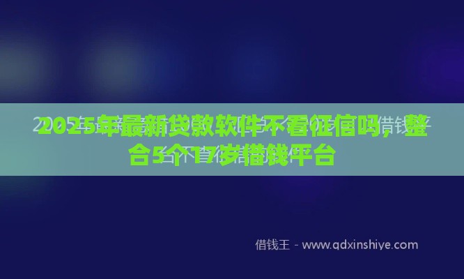 2025年最新贷款软件不看征信吗，整合5个17岁借钱平台