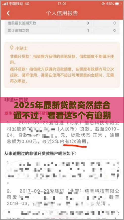 2025年最新贷款突然综合通不过，看看这5个有逾期能过的贷款平台