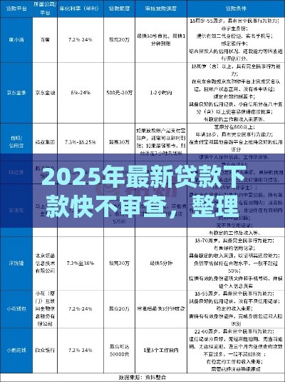2025年最新贷款下款快不审查，整理五个所有贷款平台