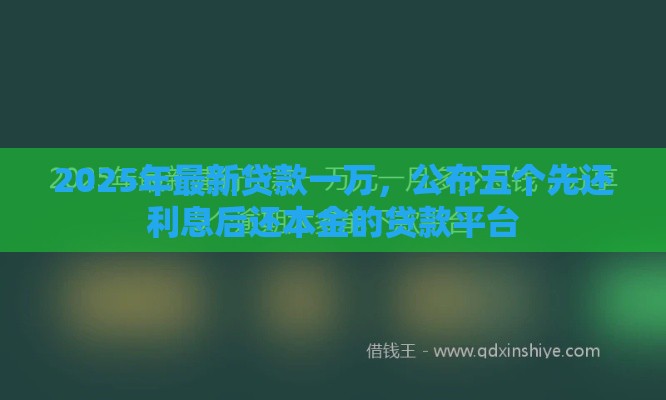 2025年最新贷款一万，公布五个先还利息后还本金的贷款平台