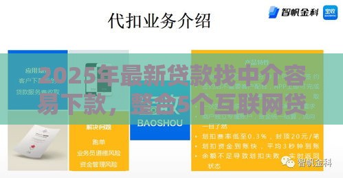 2025年最新贷款找中介容易下款,整合5个互联网贷款平台 2025年最新贷款找中介容易下款,整合5个互联网贷款平台
