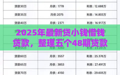 2025年最新贷小钱借钱贷款，整理五个48期贷款平台