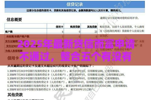 2025年最新贷信而富申请不通过，整合五个有没有不看征信的贷款平台
