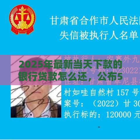 2025年最新当天下款的银行贷款怎么还，公布5个逾期也能贷款的平台