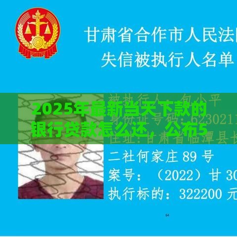 2025年最新当天下款的银行贷款怎么还，公布5个逾期也能贷款的平台