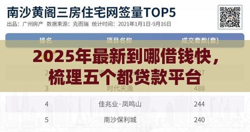 2025年最新到哪借钱快，梳理五个都贷款平台