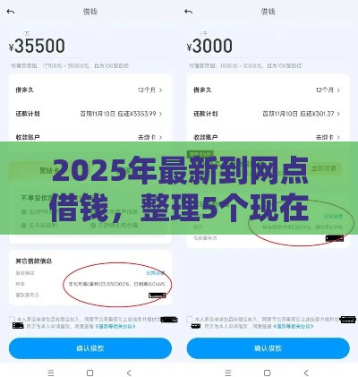 2025年最新到网点借钱，整理5个现在借款平台好贷款