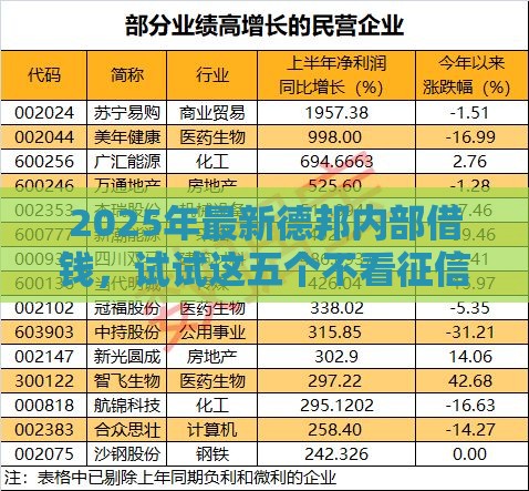 2025年最新德邦内部借钱，试试这五个不看征信和负债的贷款平台