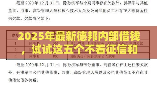 2025年最新德邦内部借钱，试试这五个不看征信和负债的贷款平台