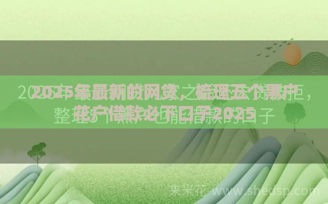2025年最新的网贷，梳理五个黑户花户借款必下口子2025