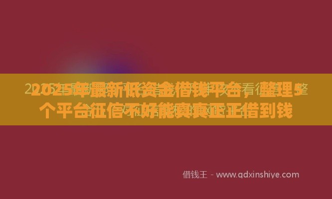 2025年最新低资金借钱平台，整理5个平台征信不好能真真正正借到钱