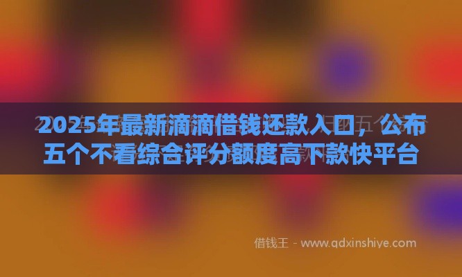 2025年最新滴滴借钱还款入口，公布五个不看综合评分额度高下款快平台