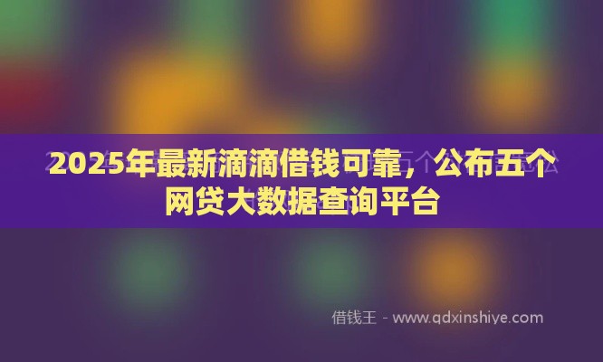 2025年最新滴滴借钱可靠，公布五个网贷大数据查询平台