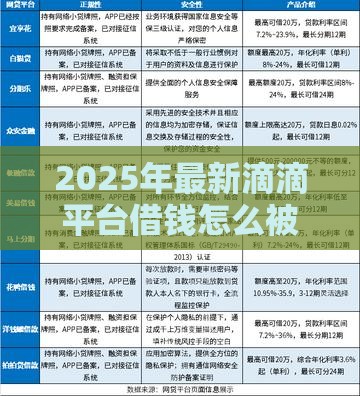 2025年最新滴滴平台借钱怎么被拒，推荐5个所有的贷款平台