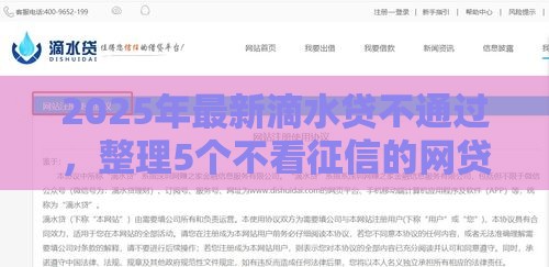 2025年最新滴水贷不通过，整理5个不看征信的网贷平台
