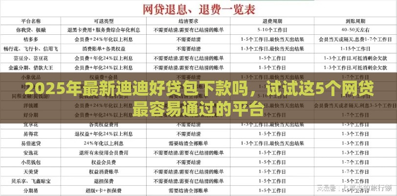 2025年最新迪迪好贷包下款吗，试试这5个网贷最容易通过的平台