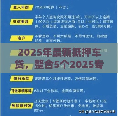 2025年最新抵押车贷，整合5个2025专门给花户放款的平台