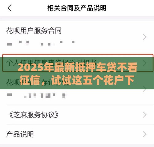 2025年最新抵押车贷不看征信，试试这五个花户下款的口子2025