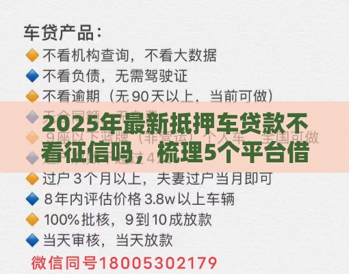 2025年最新抵押车贷款不看征信吗，梳理5个平台借钱