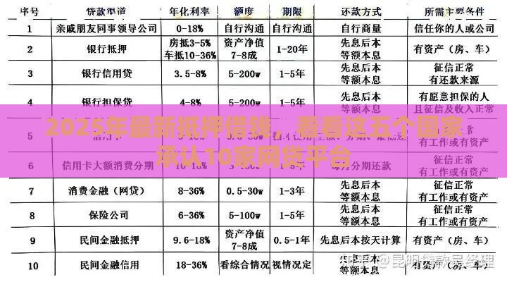 2025年最新抵押借钱，看看这五个国家承认10家网贷平台