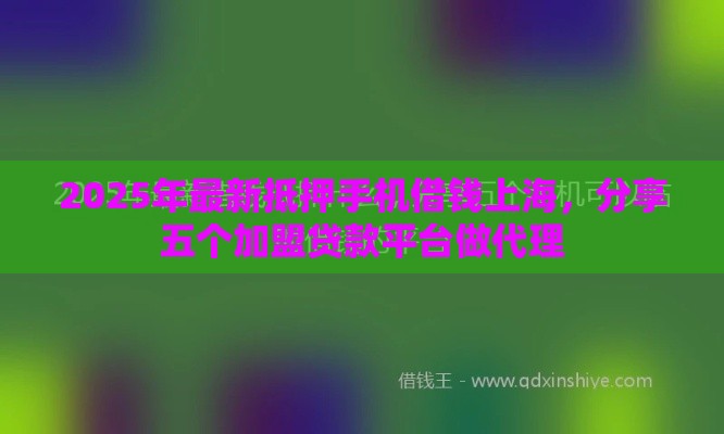 2025年最新抵押手机借钱上海，分享五个加盟贷款平台做代理