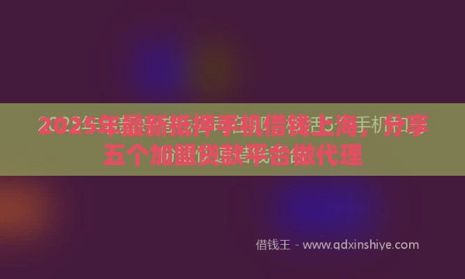 2025年最新抵押手机借钱上海，分享五个加盟贷款平台做代理