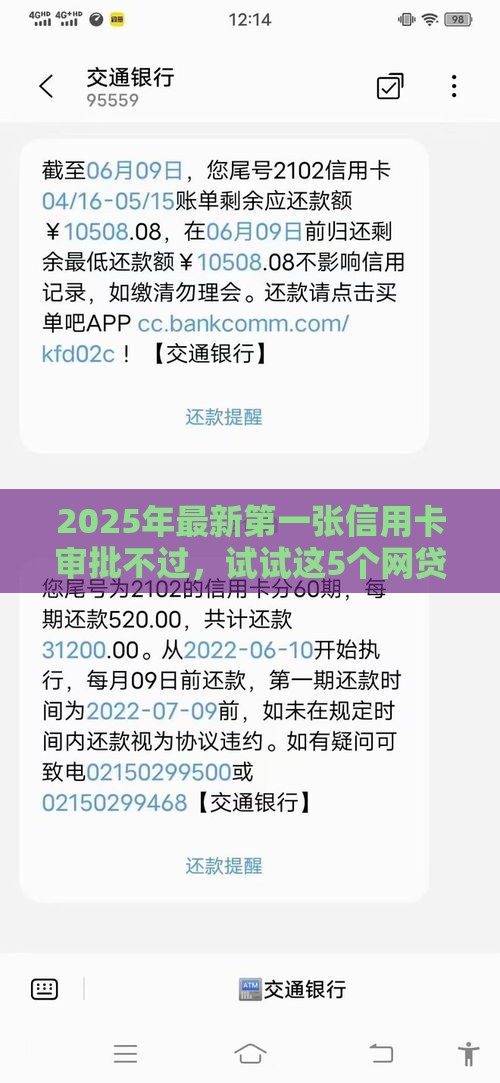 2025年最新第一张信用卡审批不过，试试这5个网贷最好的平台排名不分先后