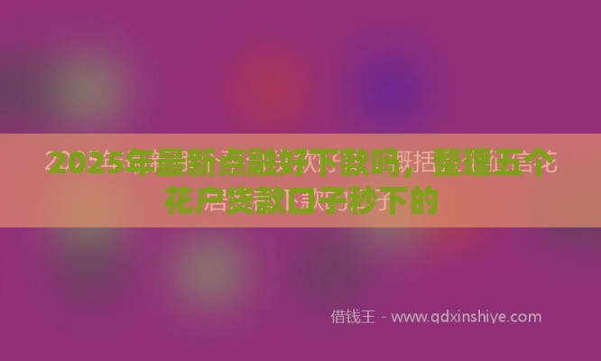 2025年最新点融好下款吗,整理五个花户贷款口子秒下的 2025年最新点融好下款吗,整理五个花户贷款口子秒下的