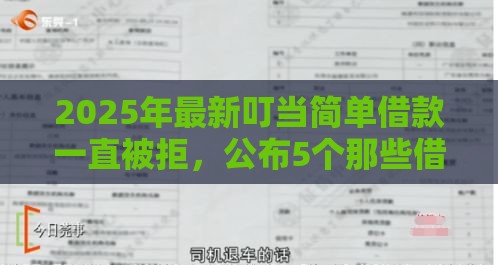 2025年最新叮当简单借款一直被拒，公布5个那些借款不上征信记录的平台