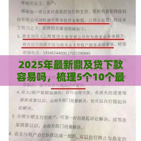 2025年最新鼎及贷下款容易吗，梳理5个10个最可靠的网贷平台