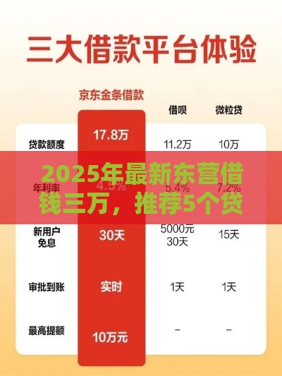 2025年最新东营借钱三万，推荐5个贷款平台排行榜