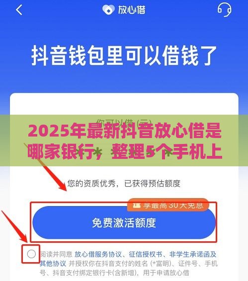 2025年最新抖音放心借是哪家银行，整理5个手机上平台好借钱