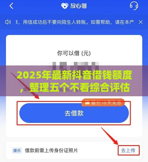 2025年最新抖音借钱额度，整理五个不看综合评估的百分百下款的软件